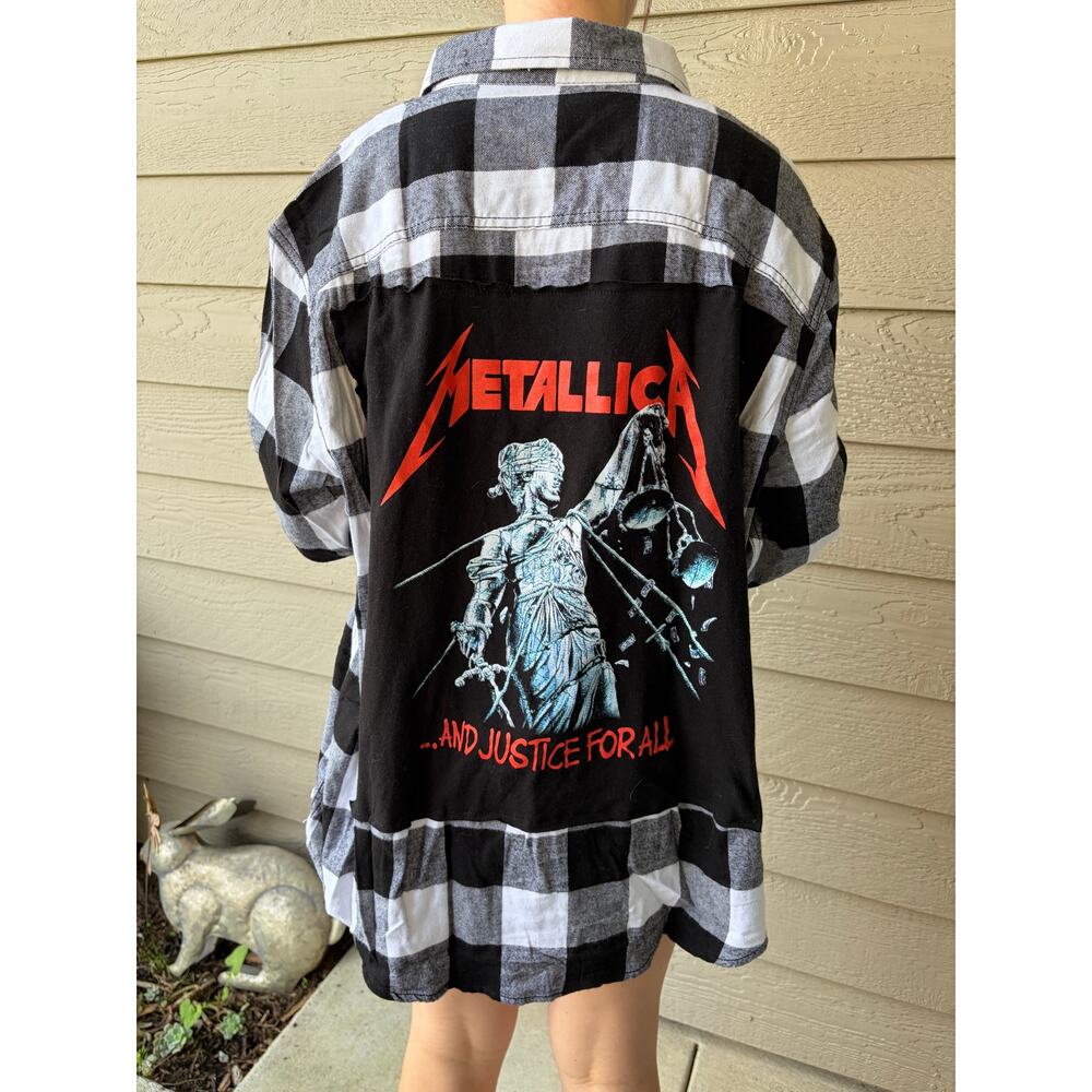 Metallica Upcycled Flannel Shirt unisex Size XXL  2XL